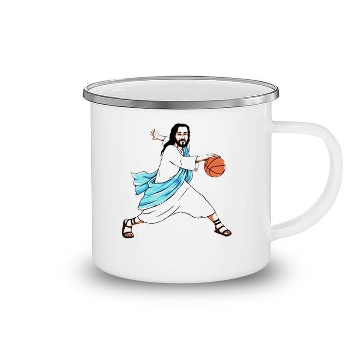 Jesus Play Basketball Funny Christian Camping Mug