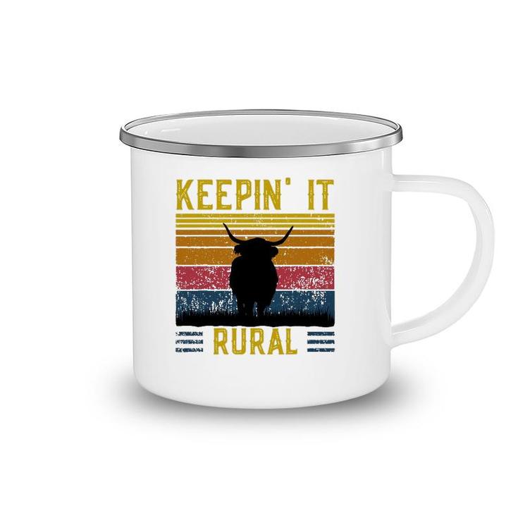 Keepin' It Rural Scottish Highland Cow For Cattle Farmer Camping Mug