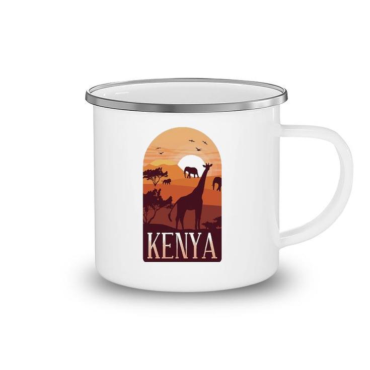 Kenya Africa Giraffe Elephant Lion African Animals Gift Camping Mug