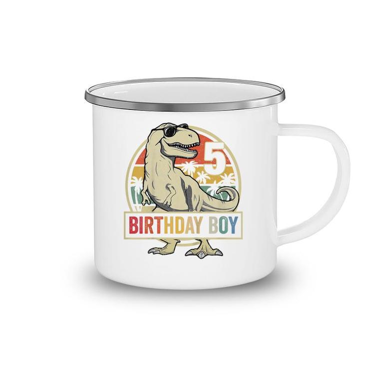Kids 5 Year Old  5Th Birthday Boy T Rex Dinosaur   Camping Mug