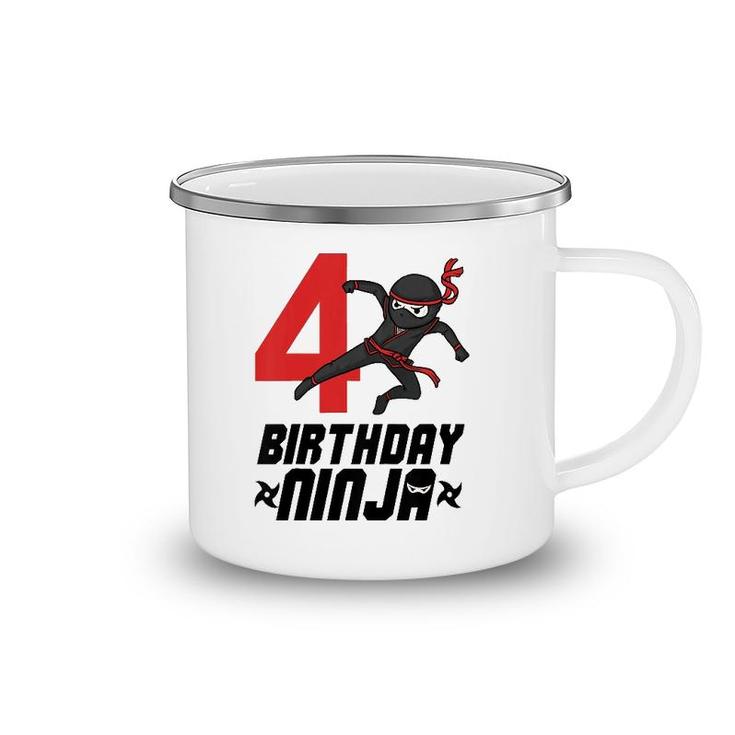 Kids Kids 4Th Birthday Ninja For Boys 4 Years Birthday Tee Camping Mug