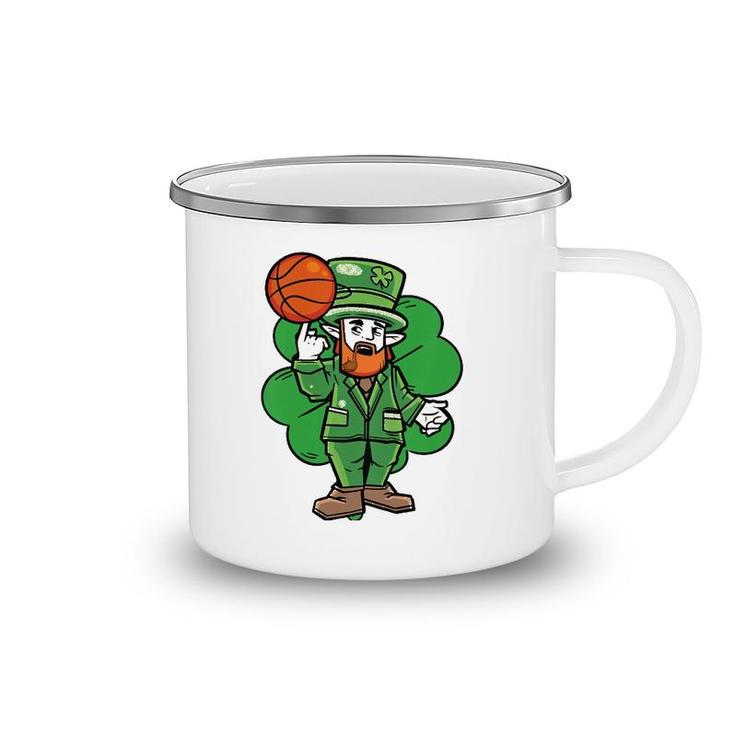 Kids Leprechaun St Patrick's Day Cool Basketball Clover Irish Gift Camping Mug
