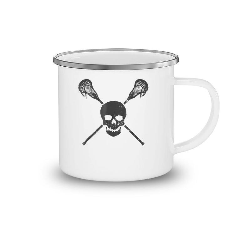 Lacrosse Skull And Sticks Vintage Lax Gif Camping Mug