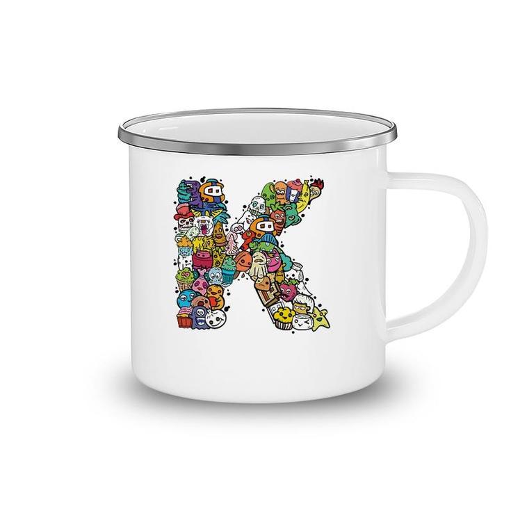 Letter K  Alphabet K Name Initial Monogrammed S Camping Mug