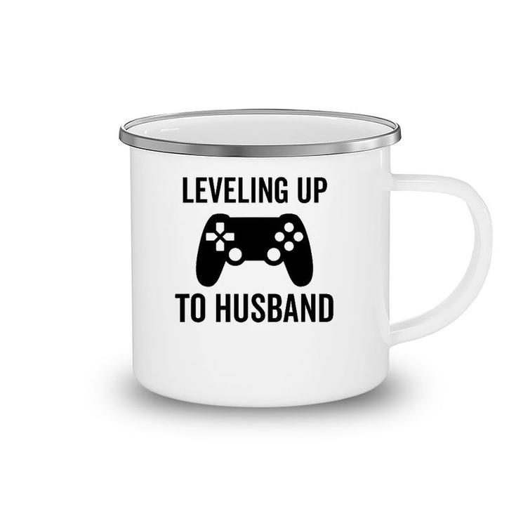 Leveling Up To Husband Engagement Groom Video Game Lover Camping Mug