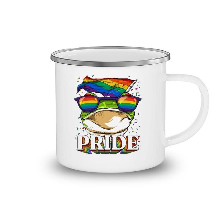 Lgbt Frog Gay Pride Lgbtq Rainbow Flag Sunglasses Camping Mug