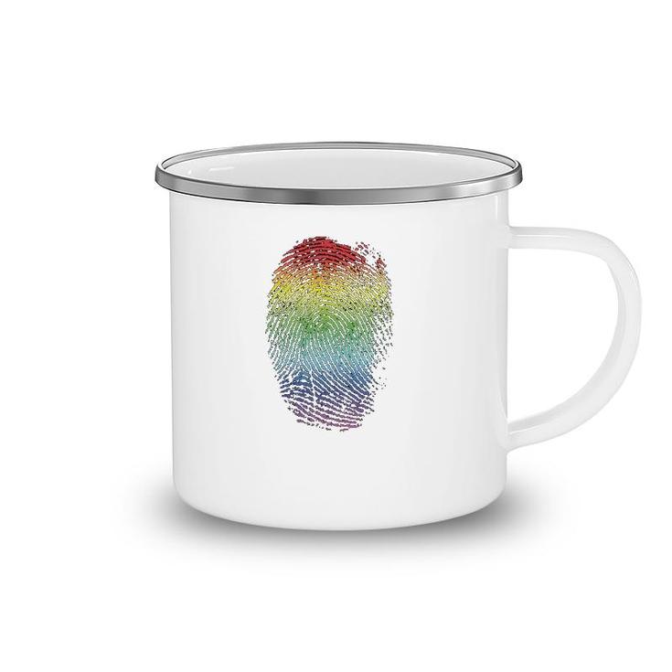 Lgbt Gay Pride Rainbow Thumbprint Camping Mug