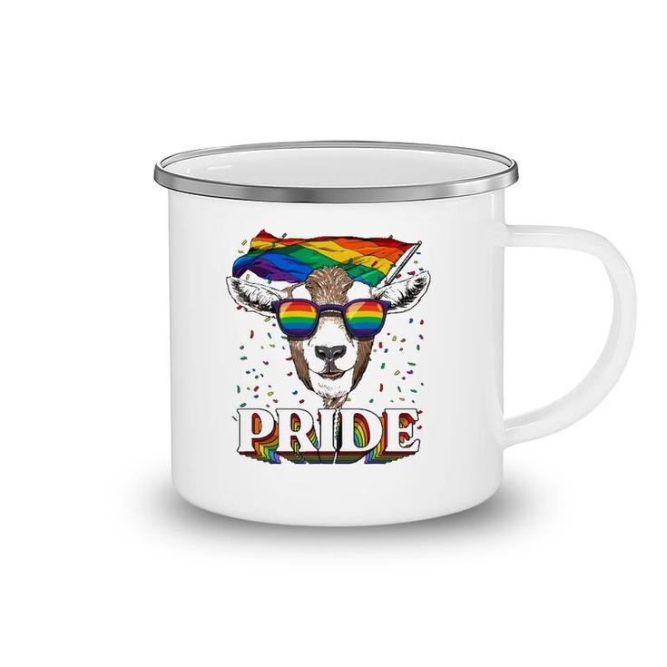 Lgbt Goat Gay Pride Lgbtq Rainbow Flag Sunglasses Camping Mug