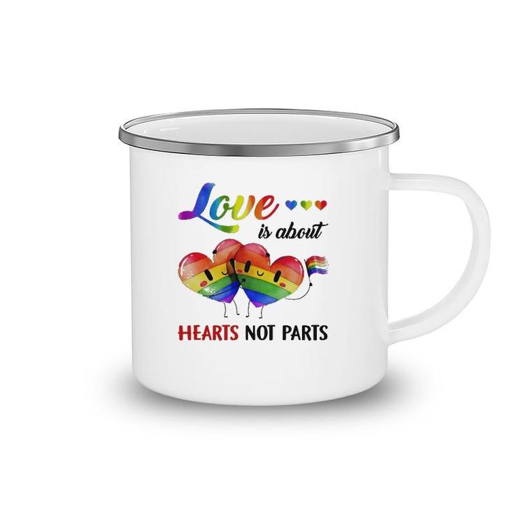 Lgbt Love Is About Hearts Camping Mug