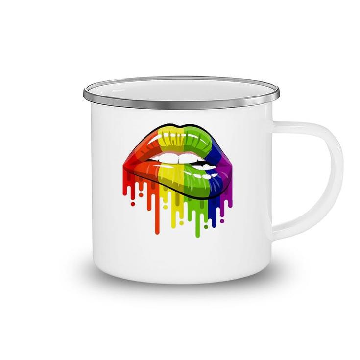 Lgbt Rainbow Color Lips Pride Gay Homosexual Lesbian  Camping Mug