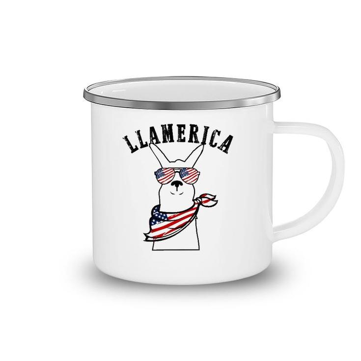Llamerica Llama 4Th Of July American Flag For Men Women Kids Camping Mug