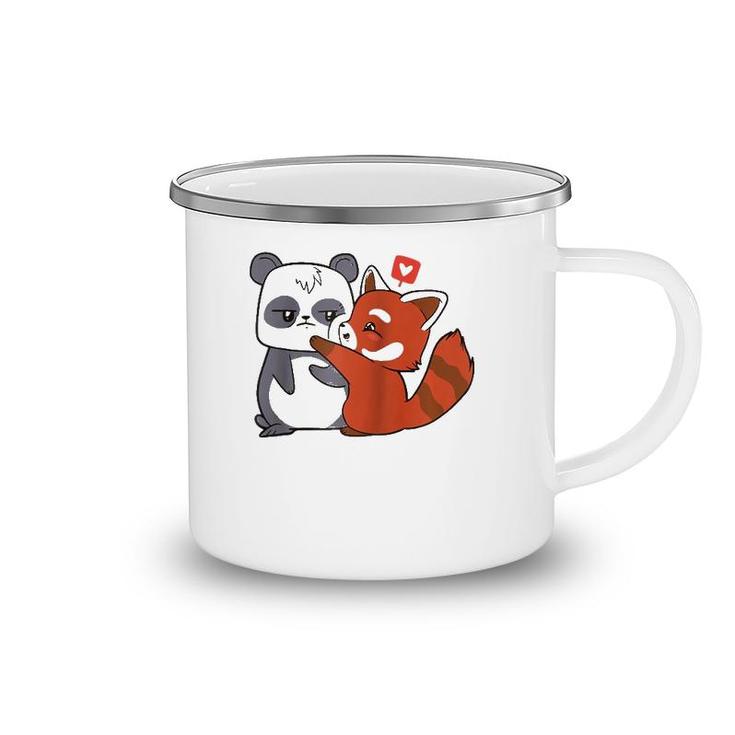 Love Giant Panda Bamboo Bear Cartoon Couple Heart Kids Gifts  Camping Mug