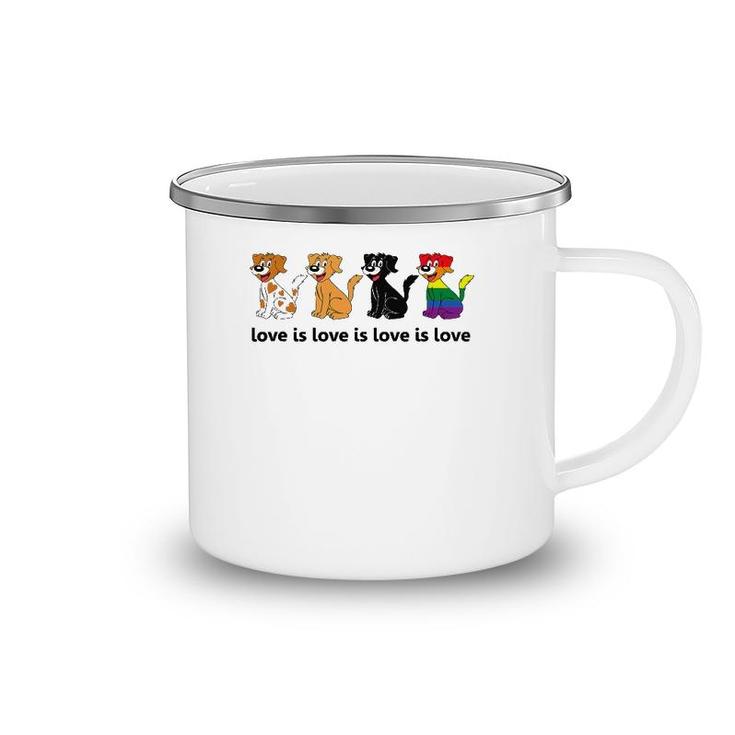 Love Is Love Is Love Dogs Gay Pride Camping Mug