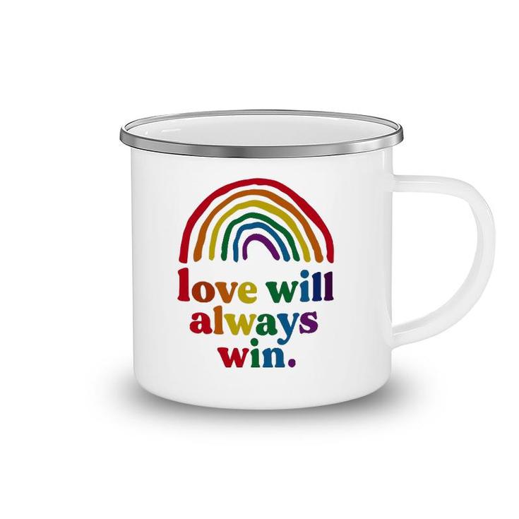 Love Will Always Win Pride Rainbow Kid Child Lgbt Quote Fun Camping Mug