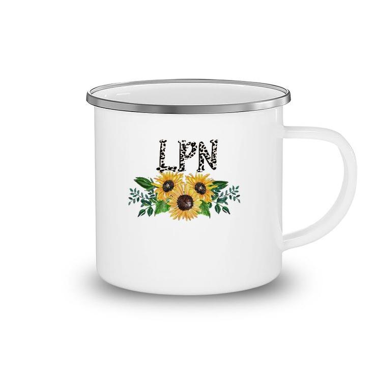 Lpn Leopard Text Sunflower Licensed Practical Nurse Gift Camping Mug
