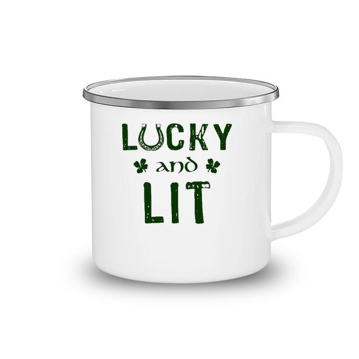 Lucky And Lit Funny St Patrick's Day Camping Mug