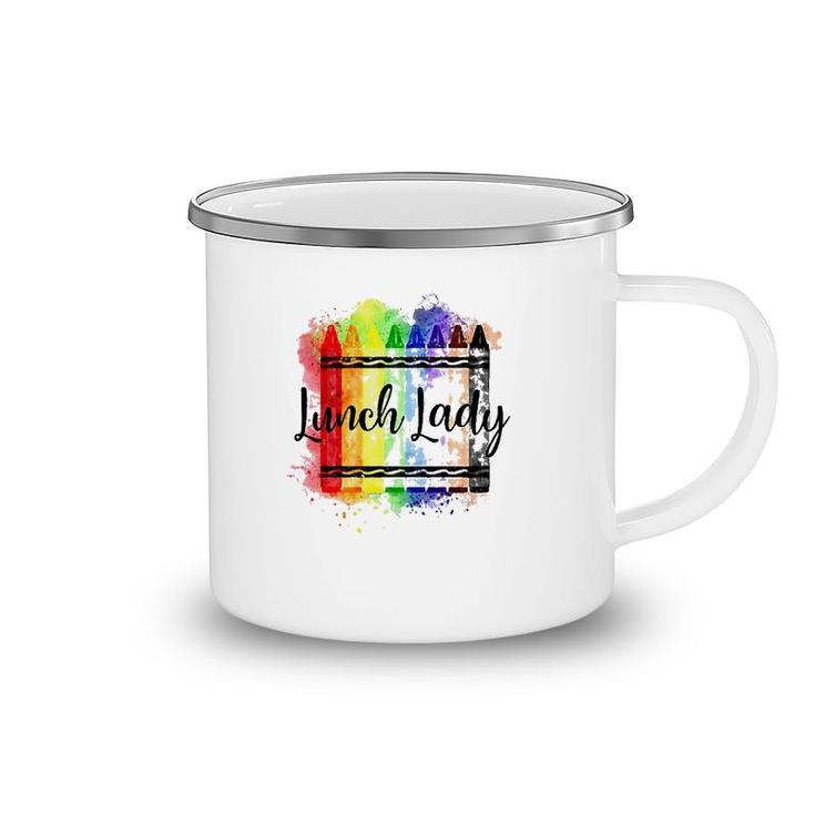 Lunch Lady Crayon Colorful School Cafeteria Lunch Lady Gift Camping Mug