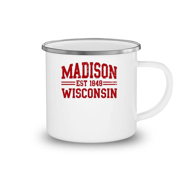 Madison Wisconsin Madison Gift Distressed Text  Camping Mug