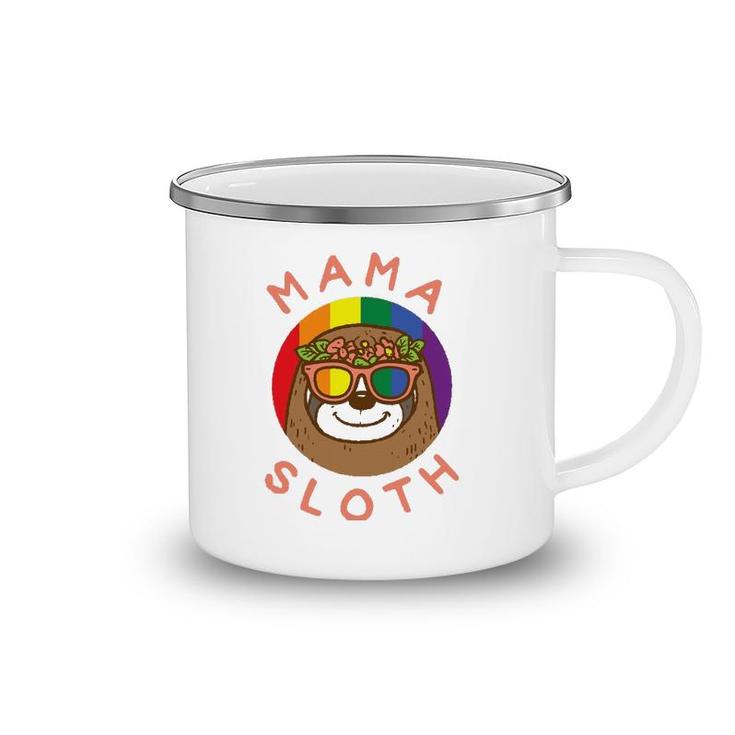 Mama Sloth Lgbtq Rainbow Flag Gay Pride Ally Gay Mom Women Camping Mug