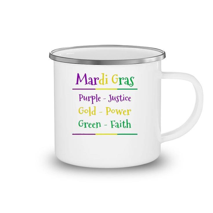 Mardi Gras Purple Green & Gold Camping Mug