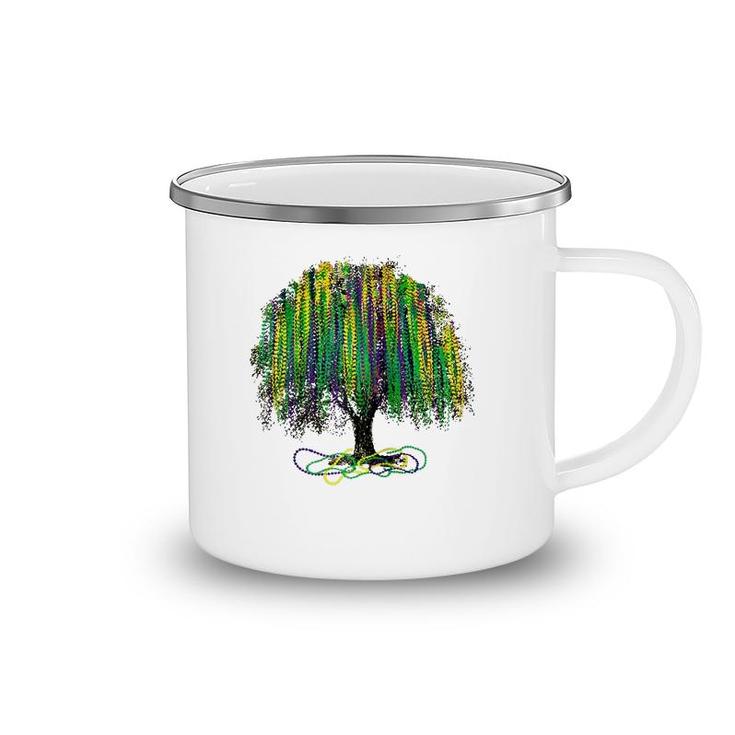 Mardi Gras Tree Beads New Orleans 2022 Watercolor Vintage Raglan Baseball Tee Camping Mug