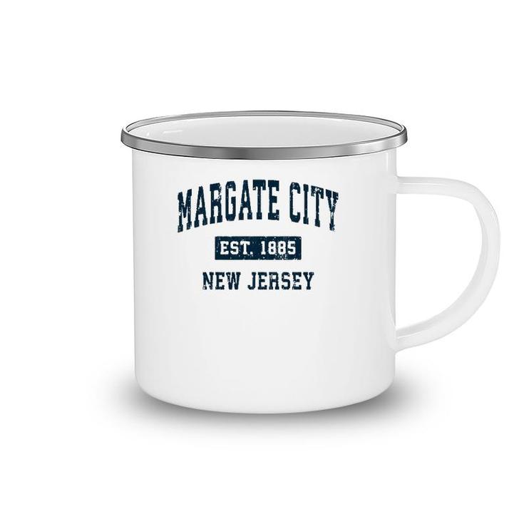 Margate City New Jersey Nj Vintage Sports Design Navy Print  Camping Mug