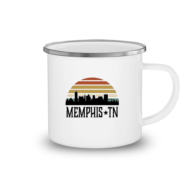 Memphis Tennessee Skyline Retro Sunset Camping Mug