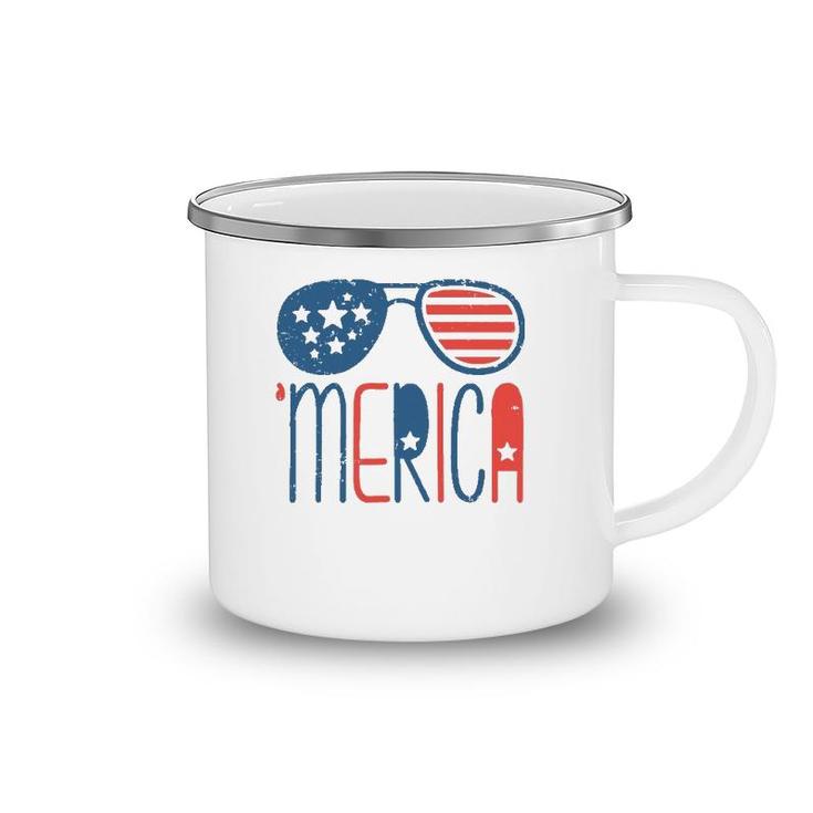 Merica American Flag Aviators Toddler4th July Usa Flag Sunglass Camping Mug