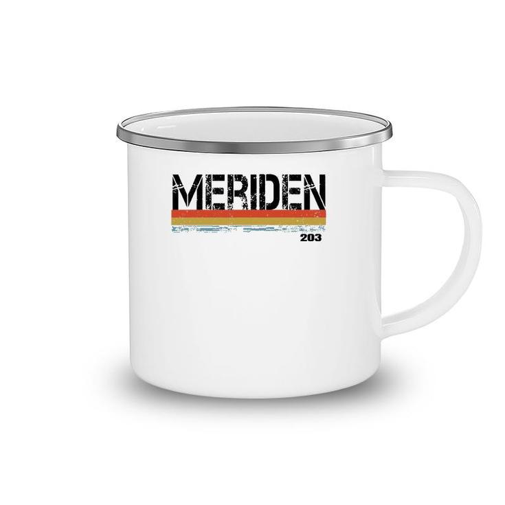 Meridan Conn Area Code 203 Vintage Stripes Gift & Sovenir Camping Mug