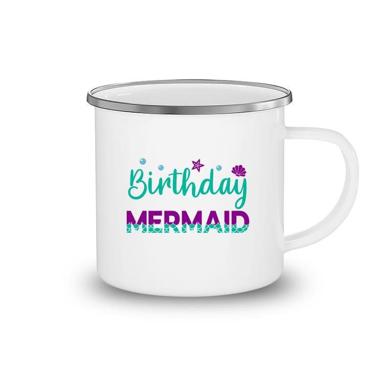 Mermaid Matching Family Birthday Blue Purple Camping Mug