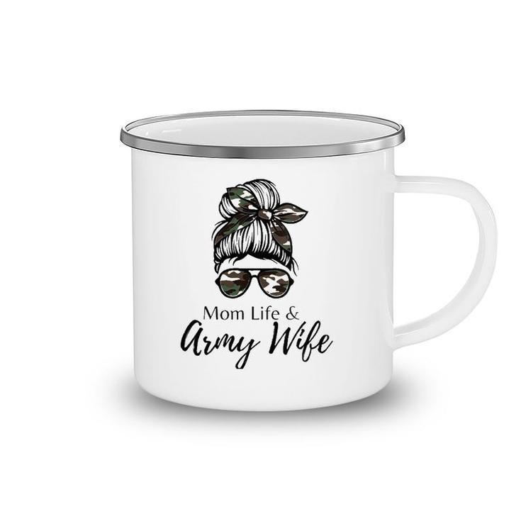 Mom Life And Army Wife Camping Mug