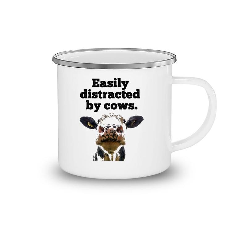 Moo Cow Dairy Cow Appreciation Easily Distracted By Cows Camping Mug