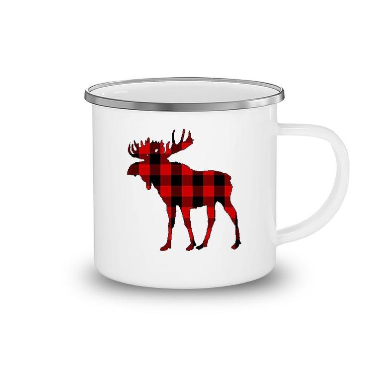 Moose Buffalo Red Plaid Gift Camping Mug