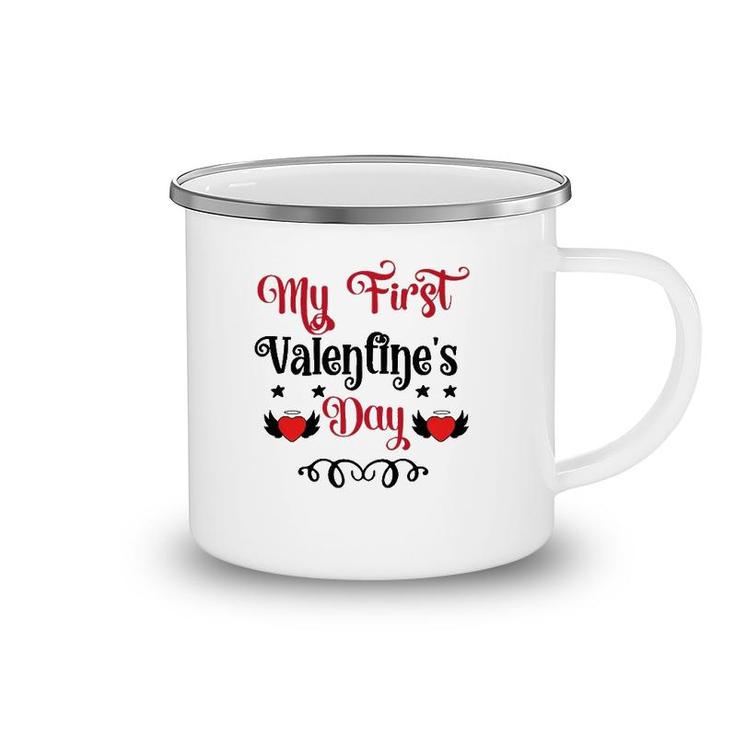 My First Valentines Day Romantic Valentine For Husband Funny Valentine Camping Mug