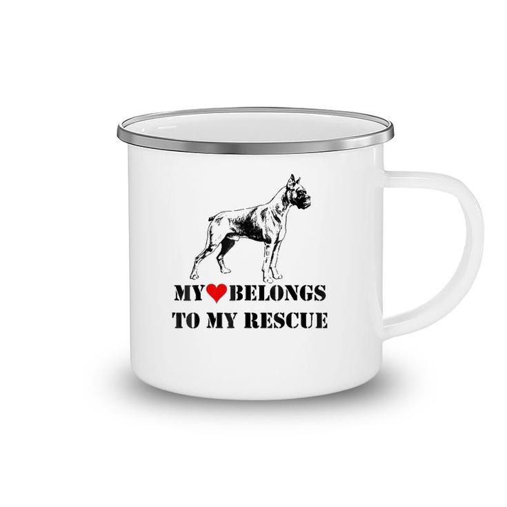 My Heart Belongs To My Rescue Boxer Puppy Paw Dog Pet Family Camping Mug