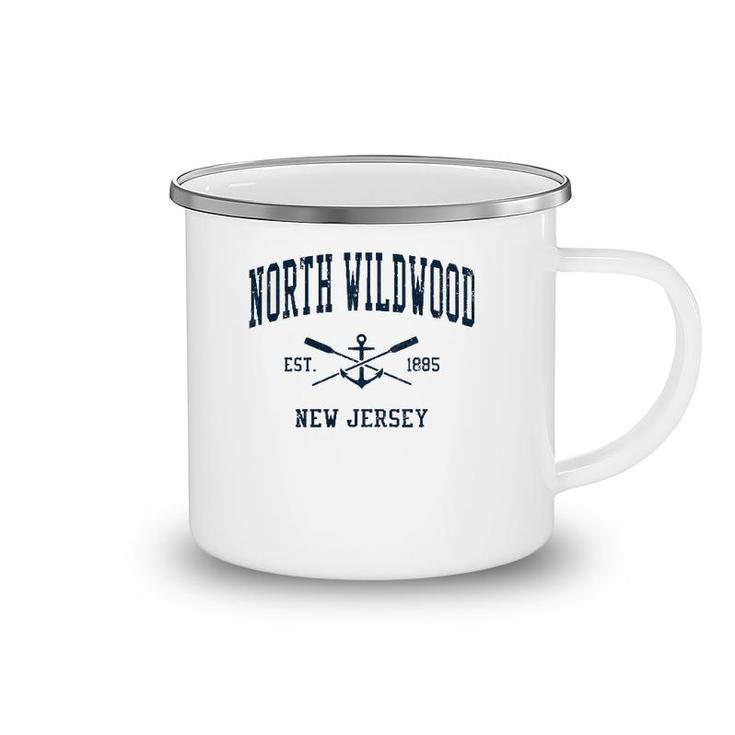 North Wildwood Nj Vintage Navy Crossed Oars & Boat Anchor Camping Mug