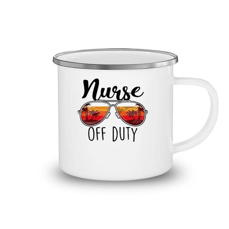 Nurse Off Duty Sunglasses Sunset Beach Retired Retirement Camping Mug