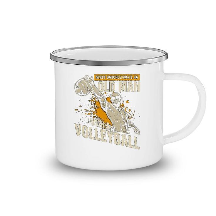 Old Man With Volleyball Camping Mug