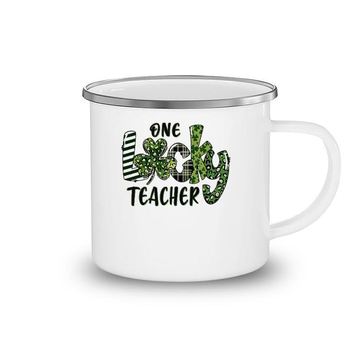 One Lucky Teacher  School Teachers Gift St Patricks Day Camping Mug