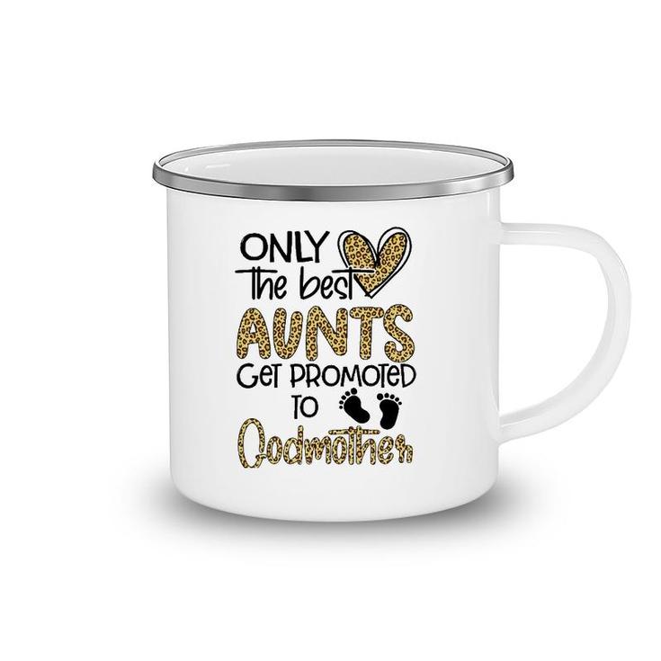 Only The Best Aunts Get Promoted To Godmother Heart Leopard Camping Mug