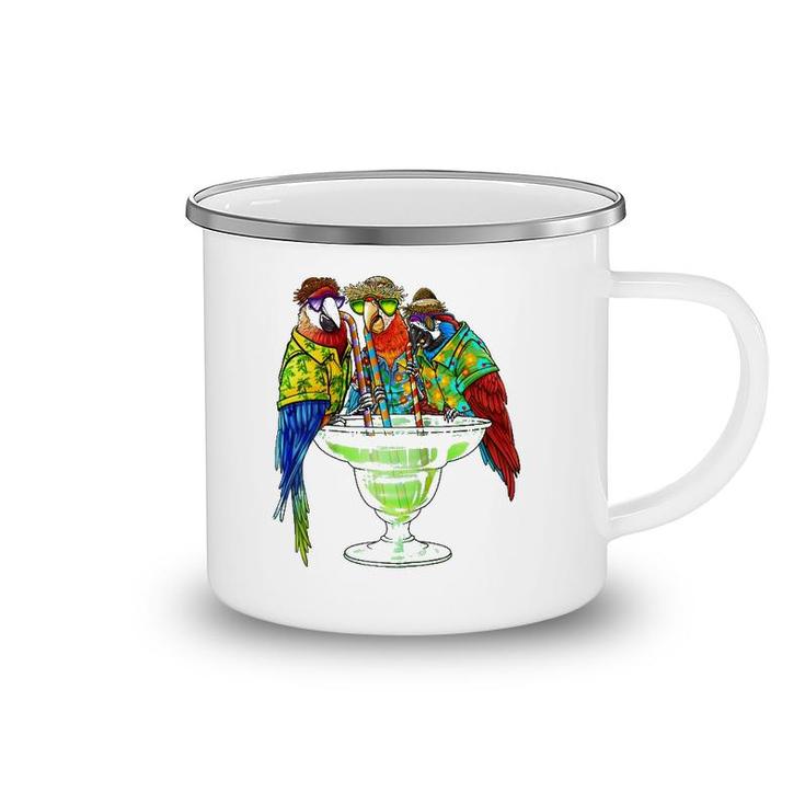 Parrots Drinking Margarita Hawaiian Vacation Birds Raglan Baseball Tee Camping Mug