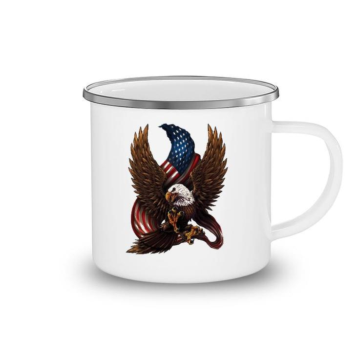 Patriotic American Design With Eagle And Flag Camping Mug