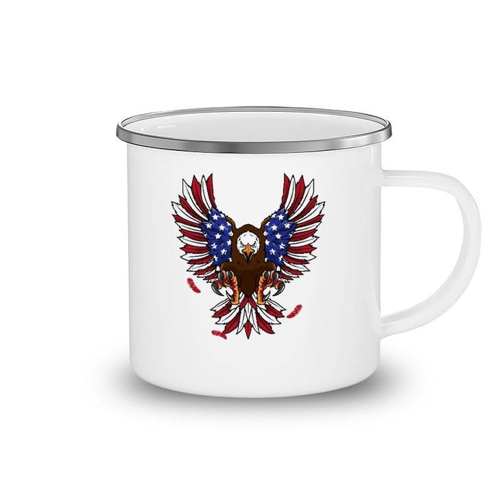 Patriotic July 4Th Usa Eagle Lovers American Flag Eagle Camping Mug