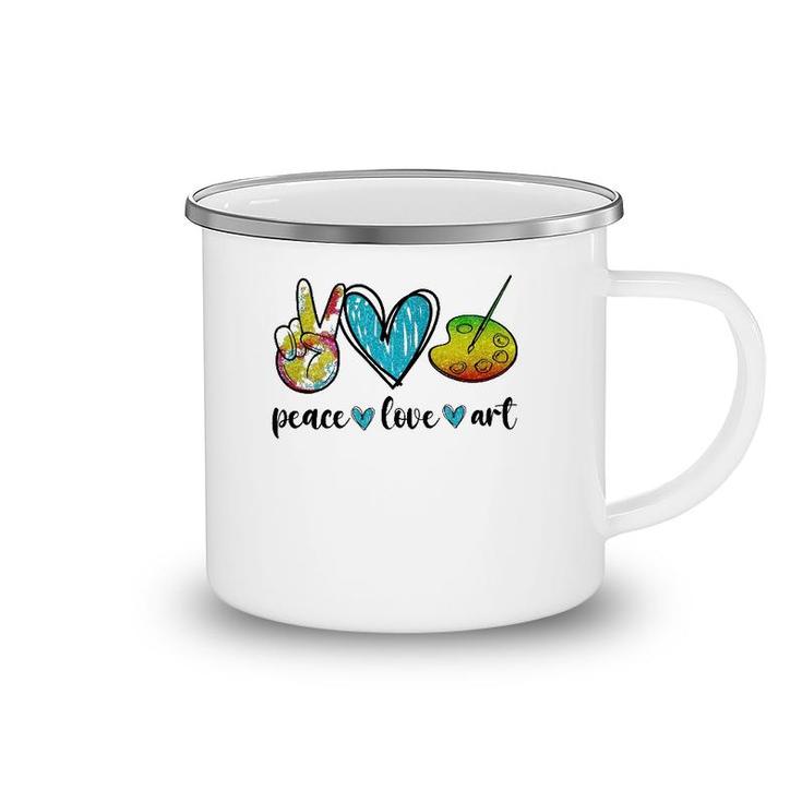 Peace Love Art Painting Palette Funny Art Gifts For Teacher Camping Mug