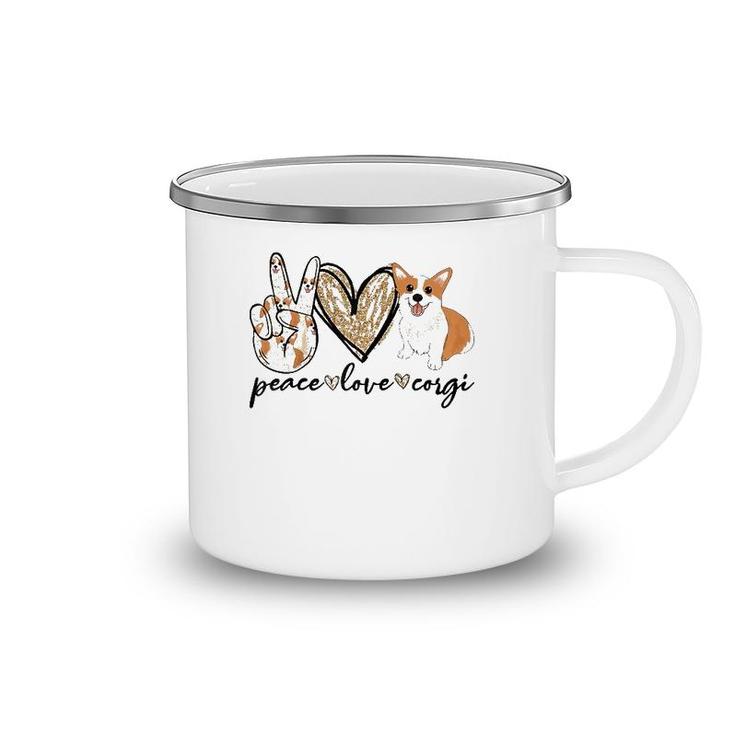 Peace Love Corgi Funny Dog Mom Mother's Day Gift Corgi Lover Raglan Baseball Tee Camping Mug
