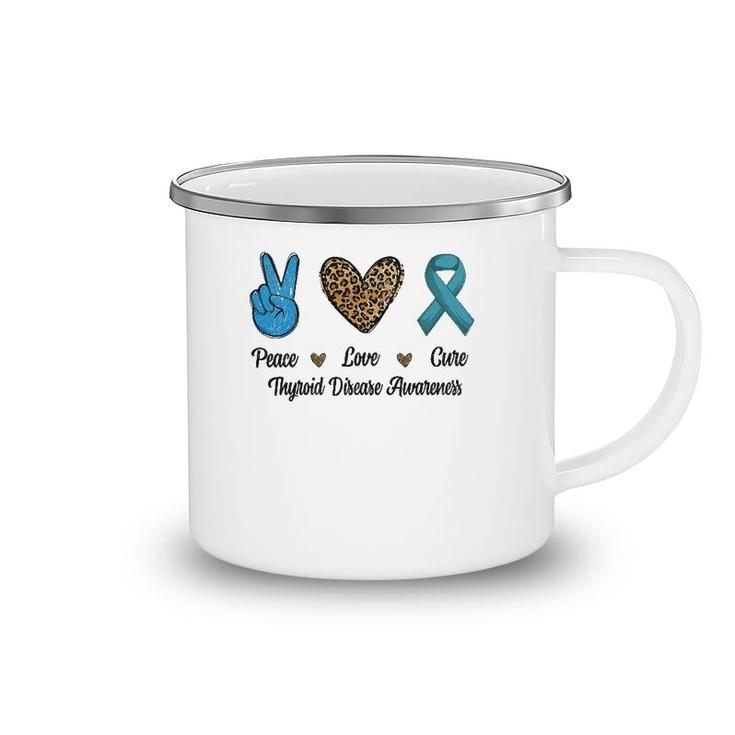 Peace Love Cure Thyroid Disease Awareness Survivor Leopard Camping Mug