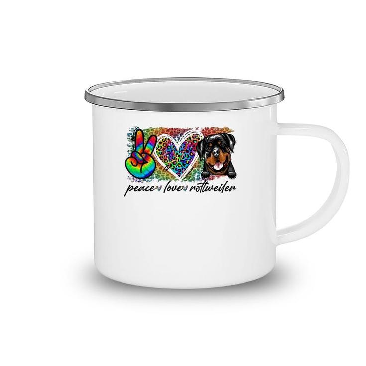 Peace Love Rottweiler Tie Dye Dog Lover Mother's Day Camping Mug
