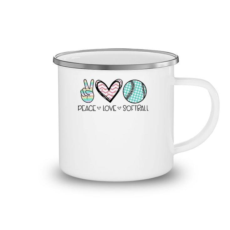 Peace Love Softball Cute Design For Women Teen Girls Camping Mug
