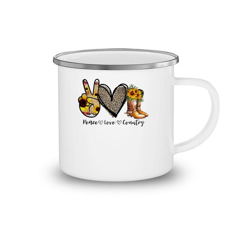 Peace Sunflower Peace Love Country Cowgirl Midwest Girl Boot Camping Mug