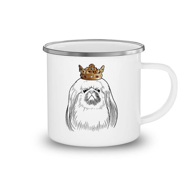 Pekingese Dog Wearing Crown Camping Mug